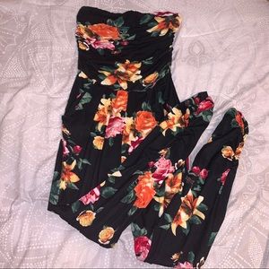Floral Strapless Jumpsuit